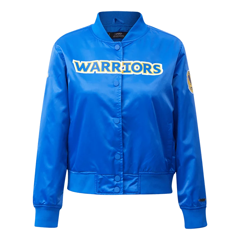 NBA GOLDEN STATE WARRIORS CLASSIC WOMEN'S SATIN JACKET (ROYAL BLUE)