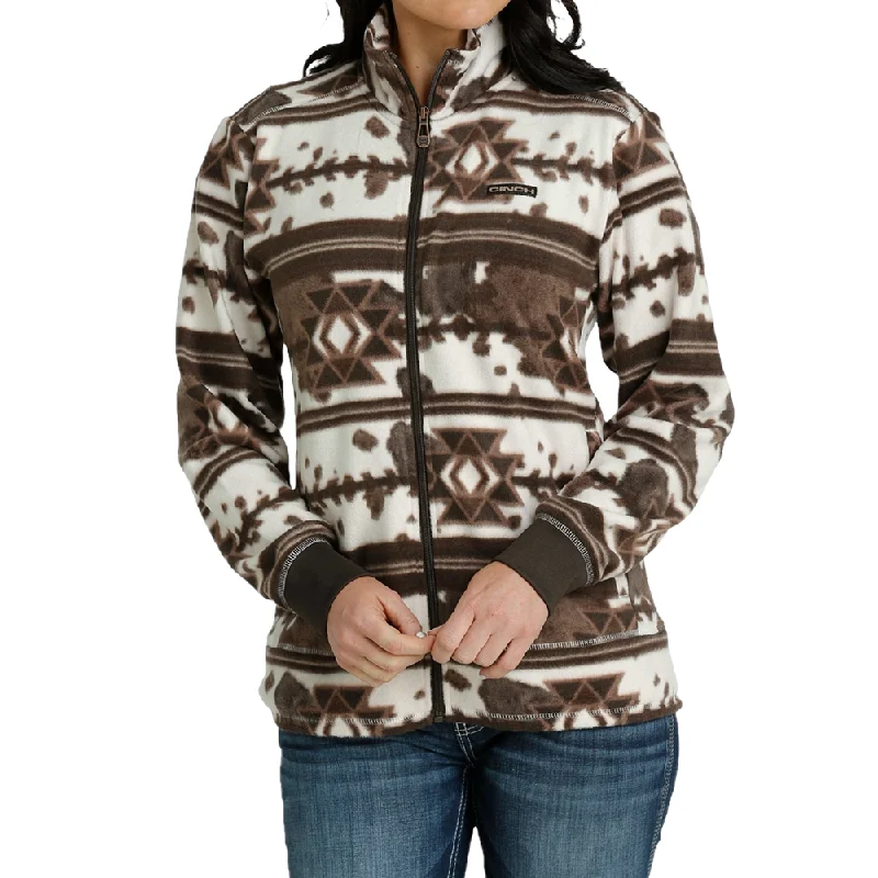 Cinch® Ladies Cream & Brown Aztec Full Zip Fleece Jacket MAJ9894001