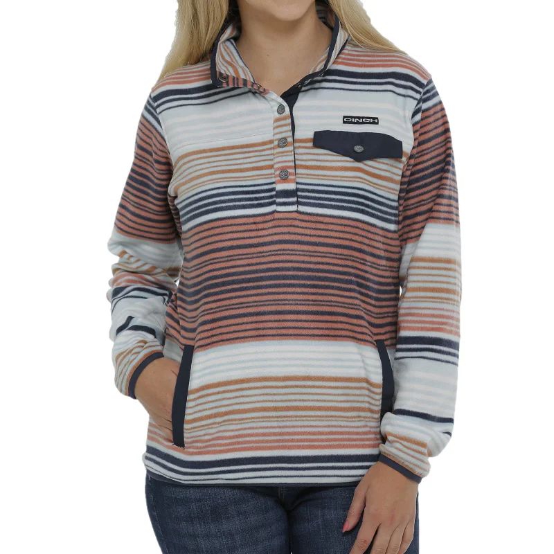 Cinch® Ladies Light Bue Striped Fleece Pullover MAK9819004