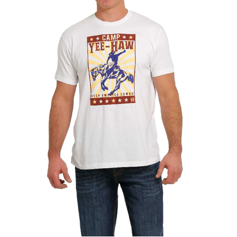 Cinch® Men's "Camp Yee-Haw Keep America Cowboy" White Tee MTT1690541