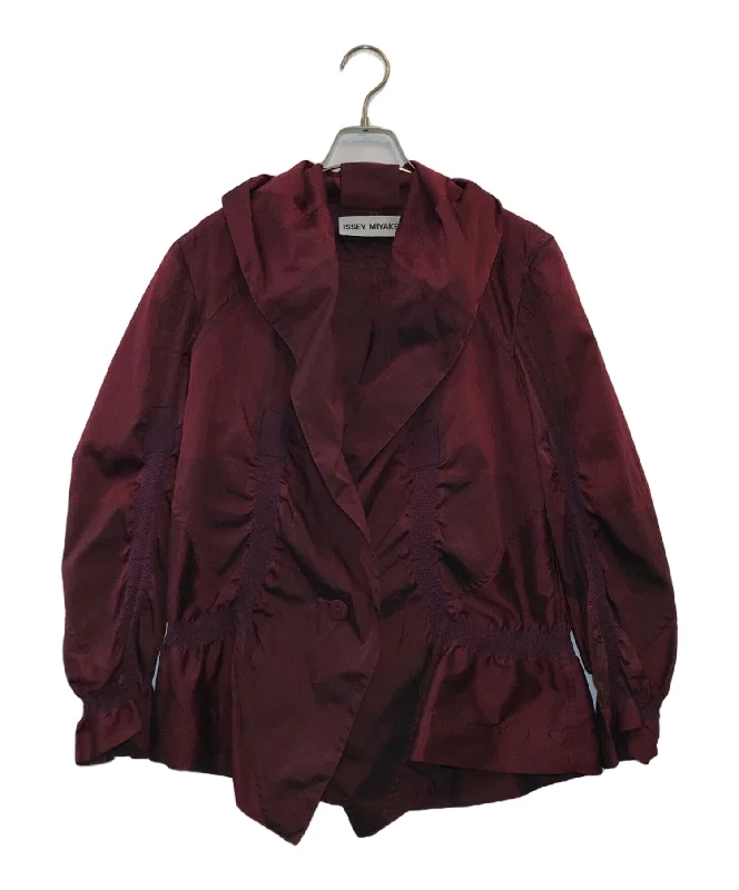 [Pre-owned] ISSEY MIYAKE Polyester Taffeta Ruffle Collar Pleated Jacket IM03FD501