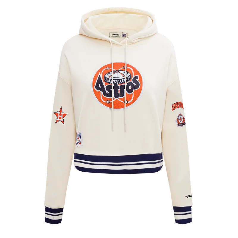 MLB HOUSTON ASTROS RETRO CLASSIC WOMEN'S CROPPED PO HOODIE (EGGSHELL/ MIDNIGHT NAVY)