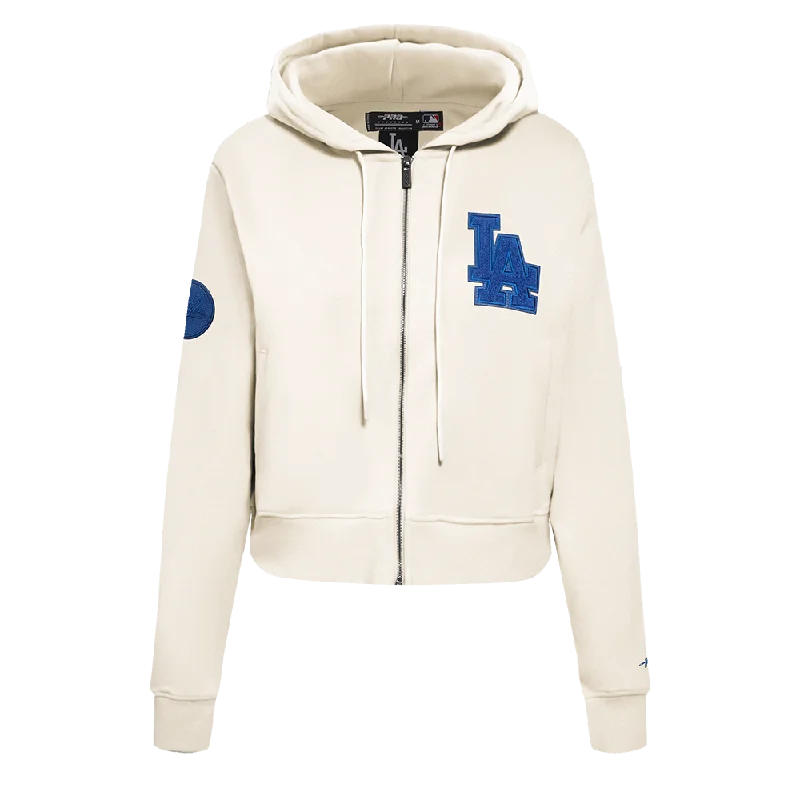 MLB LOS ANGELES DODGERS TRIPLE TONAL WOMEN'S DK FZ HOODIE (EGGSHELL)