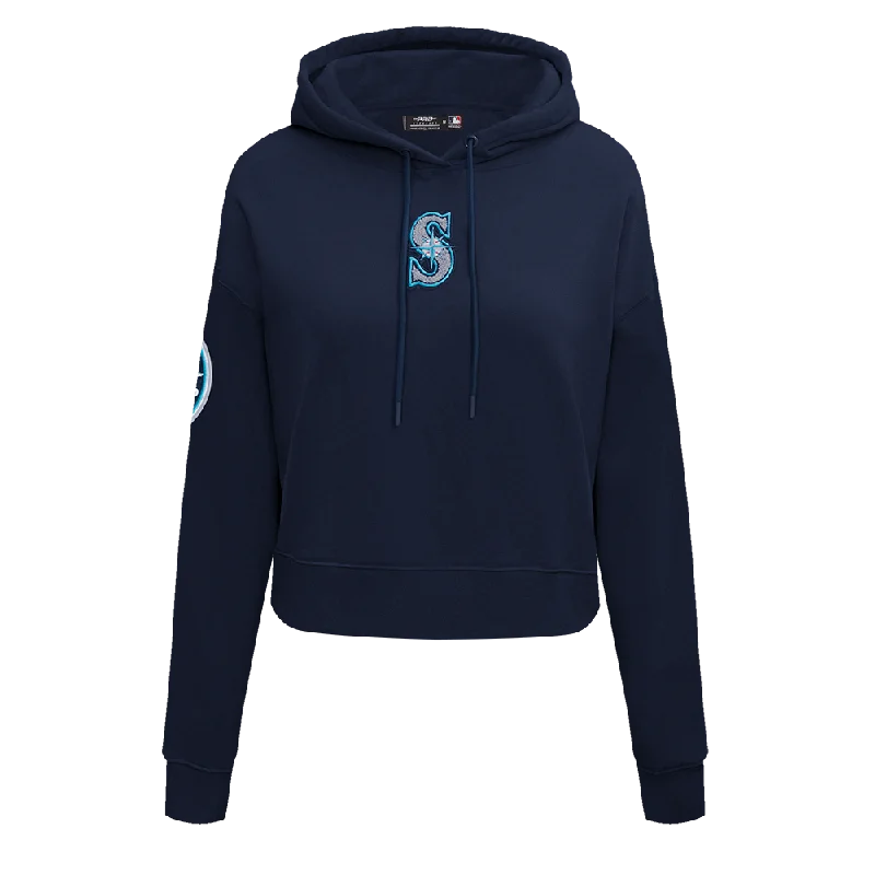 MLB SEATTLE MARINERS CLASSIC WOMEN'S CROPPED PO HOODIE (MIDNIGHT NAVY)