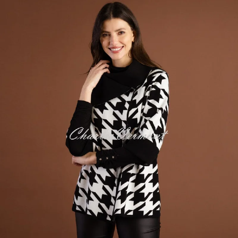 Marble Houndstooth Cardigan - Style 7190-104 (Ivory / Black)