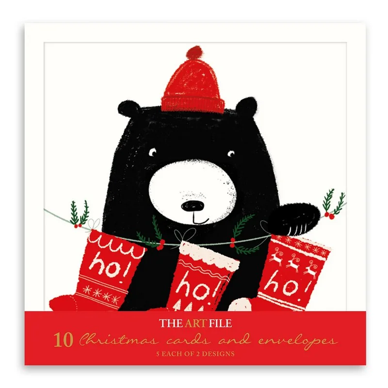 Christmas Cards 10 Pack Bear Baubles