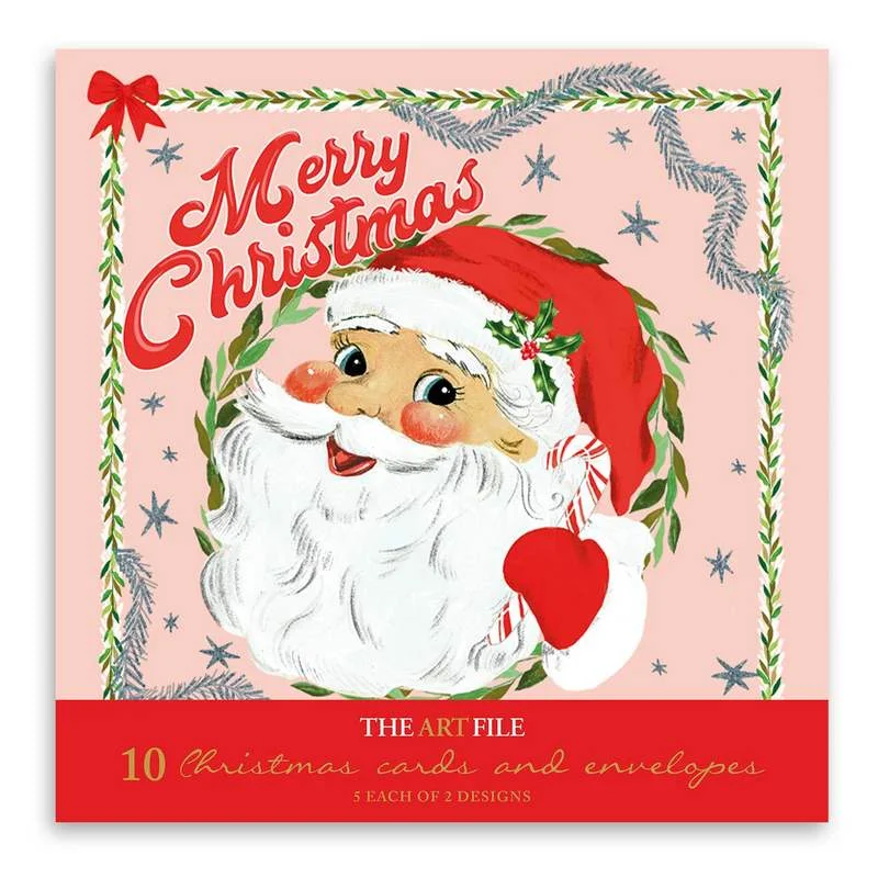 Christmas Cards 10 Pack Kitschmas Santa